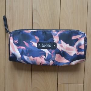 Nicole Miller Cosmetic Case Bag Long Blue, Pink and Black Pattern Makeup Bag